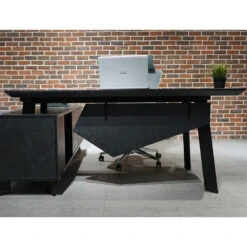 ARTO Black Executive Office Desk With Reversible Return 180-200cm - Black Concrete(Arto Black Executive Office Desk With Reversible Return 180 200cm Black) -Modern Furniture WF NWB001 5 R 1000