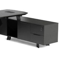 ARTO Black Executive Office Desk With Reversible Return 180-200cm - Black Concrete(Arto Black Executive Office Desk With Reversible Return 180 200cm Black) -Modern Furniture WF NWB001 R return 2000