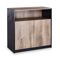 ARTO Credenza Cabinet 80cm - Warm Oak & Black(Arto Credenza Cabinet Small 80cm Mahogany Colour)