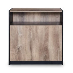 ARTO Credenza Cabinet 80cm - Warm Oak & Black(Arto Credenza Cabinet Small 80cm Mahogany Colour) -Modern Furniture WF NWS005 A 1000
