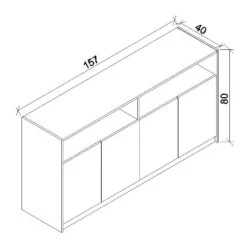 ARTO Credenza Cabinet 157cm - Warm Oak & Black(Arto Credenza Cabinet Large 1 57m Mahogany Colour) -Modern Furniture WF NWS006dms d4d1756a 3eda 4e47 bdbd b5711a6157f3