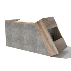 QUADE Reception Desk Left Panel 2.0M - Warm Oak & Concrete Color(Quade Reception Desk Left Panel 2 0m Mahogany Concrete Color)