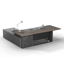 MADEIRA Executive Desk 220cm Right Return - Hazelnut & Grey(Copy Of Madeira Executive Desk 220cm Right Return Hazelnut Grey)