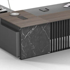 MADEIRA Executive Desk 220cm Left Return - Hazelnut & Grey(Madeira Executive Desk 220cm Left Return Hazelnut Grey) 29 MADEIRA Executive Desk 220cm Left Return - Hazelnut & Grey(Madeira Executive Desk 220cm Left Return Hazelnut Grey) -Modern Furniture WF W601 R 2 Right Closeup 800