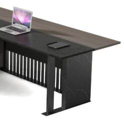 MADEIRA Executive Desk 220cm Left Return - Hazelnut & Black Concrete(Madeira Executive Desk 220cm Left Return Hazelnut Black) -Modern Furniture WF W601B L 2 TopLEFT 1000