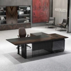MADEIRA Executive Desk 220cm Left Return - Hazelnut & Grey(Madeira Executive Desk 220cm Left Return Hazelnut Grey) 24 MADEIRA Executive Desk 220cm Left Return - Hazelnut & Grey(Madeira Executive Desk 220cm Left Return Hazelnut Grey) -Modern Furniture WF W601LifestyleTopViewL 1000