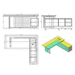 MADEIRA Executive Desk 220cm Left Return - Hazelnut & Black Concrete(Madeira Executive Desk 220cm Left Return Hazelnut Black) -Modern Furniture WF W601 dms with drawers 2000