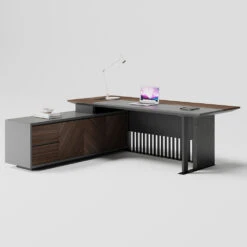 MADEIRA Executive Desk 220cm Left Return - Hazelnut & Grey(Madeira Executive Desk 220cm Left Return Hazelnut Grey) 25 MADEIRA Executive Desk 220cm Left Return - Hazelnut & Grey(Madeira Executive Desk 220cm Left Return Hazelnut Grey) -Modern Furniture WF W601 new images Back Left 1000
