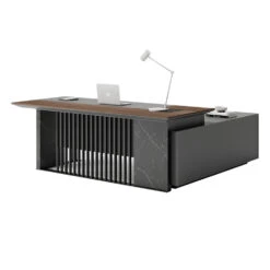MADEIRA Executive Desk 220cm Left Return - Hazelnut & Grey(Madeira Executive Desk 220cm Left Return Hazelnut Grey) 28 MADEIRA Executive Desk 220cm Left Return - Hazelnut & Grey(Madeira Executive Desk 220cm Left Return Hazelnut Grey) -Modern Furniture WF W601 new images Front Left Cropped 1000