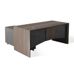 MONTE Executive Desk With Reversible Mobile Return 180cm - Hazelnut & Grey(Armando Executive Desk 180cm Hazelnut Brown)