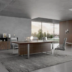 INIGO Boardroom Meeting Table 2.4M - Hazelnut & Black(Armando Boardroom Table 2 4m Hazelnut Brown) -Modern Furniture WF W610 9 800