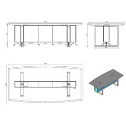 INIGO Boardroom Meeting Table 2.4M - Hazelnut & Black(Armando Boardroom Table 2 4m Hazelnut Brown) -Modern Furniture WF W610dms 1000