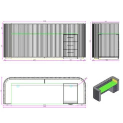 HALO Reception Desk 240cm - Oak & White(Halo Reception Desk 240cm Oak White) -Modern Furniture WF WR002W 24Dimensions 800