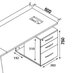 ARTO 2 People Workstation Desk 1 Cabinet2.4M - Warm Oak & Black(Arto 2 People Workstation Desk With 1 Cabinetc 2 40m Mahogany Black) -Modern Furniture WF WorkstationNW009copy