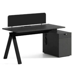 DOLAN Reversible Single Seater Workstation 1.4 - 1.6m - Black Concrete(Dolan Conference Table 2 4m Copy 1)