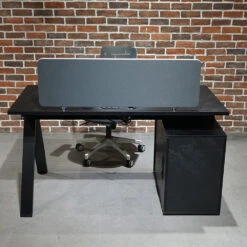 DOLAN Reversible Single Seater Workstation 1.4 - 1.6m - Black Concrete(Dolan Conference Table 2 4m Copy 1) -Modern Furniture WF XW002 3Back 1000