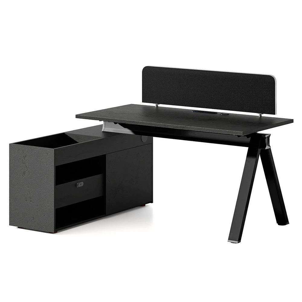 DOLAN Executive Desk Workstation 1.4m - 1.6m - Left Return - Black Concrete(Dolan Single Workstation Left Return) 3 DOLAN Executive Desk Workstation 1.4m - 1.6m - Left Return - Black Concrete(Dolan Single Workstation Left Return)