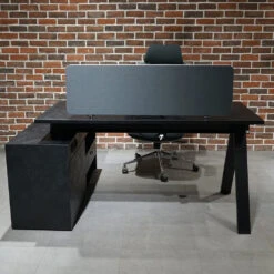 DOLAN Executive Desk Workstation 1.4 - 1.6m - Right Return - Black Concrete(Dolan Single Workstation) -Modern Furniture WF XW003 L 1 1000 R