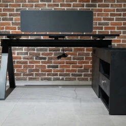 DOLAN Executive Desk Workstation 1.4 - 1.6m - Right Return - Black Concrete(Dolan Single Workstation) -Modern Furniture WF XW003 L 2 1000 R