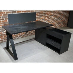 DOLAN Executive Desk Workstation 1.4 - 1.6m - Right Return - Black Concrete(Dolan Single Workstation) -Modern Furniture WF XW003 L 3 1000 R