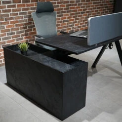 DOLAN Executive Desk Workstation 1.4 - 1.6m - Right Return - Black Concrete(Dolan Single Workstation) -Modern Furniture WF XW003 L 4 1000 R