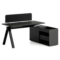 DOLAN Executive Desk Workstation 1.4 - 1.6m - Right Return - Black Concrete(Dolan Single Workstation)