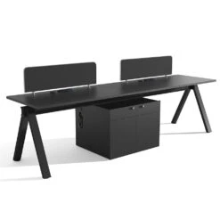 DOLAN 2 Seater Workstation 2.8m - Black Concrete(Dolan 2 Seat Workstation)