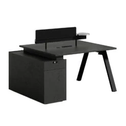 DOLAN 2 Seater Workstation 1.2m - 1.4m - Black Concrete(Dolan 2 Seat Workstation 1)