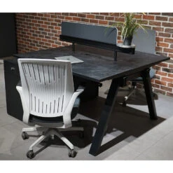 DOLAN 2 Seater Workstation 1.2m - 1.4m - Black Concrete(Dolan 2 Seat Workstation 1) -Modern Furniture WF XW008 3 1000