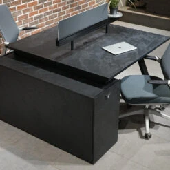 DOLAN 2 Seater Workstation 1.2m - 1.4m - Black Concrete(Dolan 2 Seat Workstation 1) -Modern Furniture WF XW008 B 1000