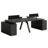 DOLAN 4 Seater Workstation 2.4m - 2.8m - Black Concrete(Dolan 4 Seat Workstation 2 4 2 8m) -Modern Furniture WF XW012 BLK
