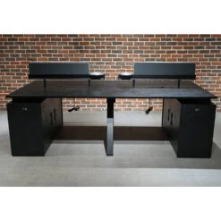 DOLAN 4 Seater Workstation 2.4m - 2.8m - Black Concrete(Dolan 4 Seat Workstation 2 4 2 8m) -Modern Furniture WF XW012 e 1000