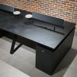 DOLAN 4 Seater Workstation 2.4m - 2.8m - Black Concrete(Dolan 4 Seat Workstation 2 4 2 8m) -Modern Furniture WF XW012 g 1000