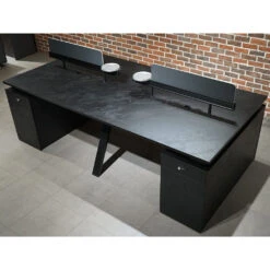 DOLAN 4 Seater Workstation 2.4m - 2.8m - Black Concrete(Dolan 4 Seat Workstation 2 4 2 8m) -Modern Furniture WF XW012 g2 1000