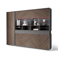 ARMANDO Display Unit 2.6M - Hazelnut & Grey(Armando Display Unit 2 4m Hazelnut Grey)