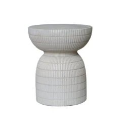ROCCO Indoor & Outdoor Side Table Stool 44cm - White Concrete(Rocco Stool 44cm White Concrete)