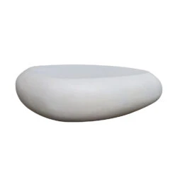 ROCCOIndoor & Outdoor Pebble Coffee Table 106cm - White Concrete(Rocco Coffee Table 106cm White Concrete)