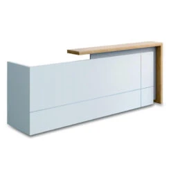 ZIVA Reception Desk 2.4M With Left Panel - Oak & White(Ziva Reception Desk 240cm Left Panel White)