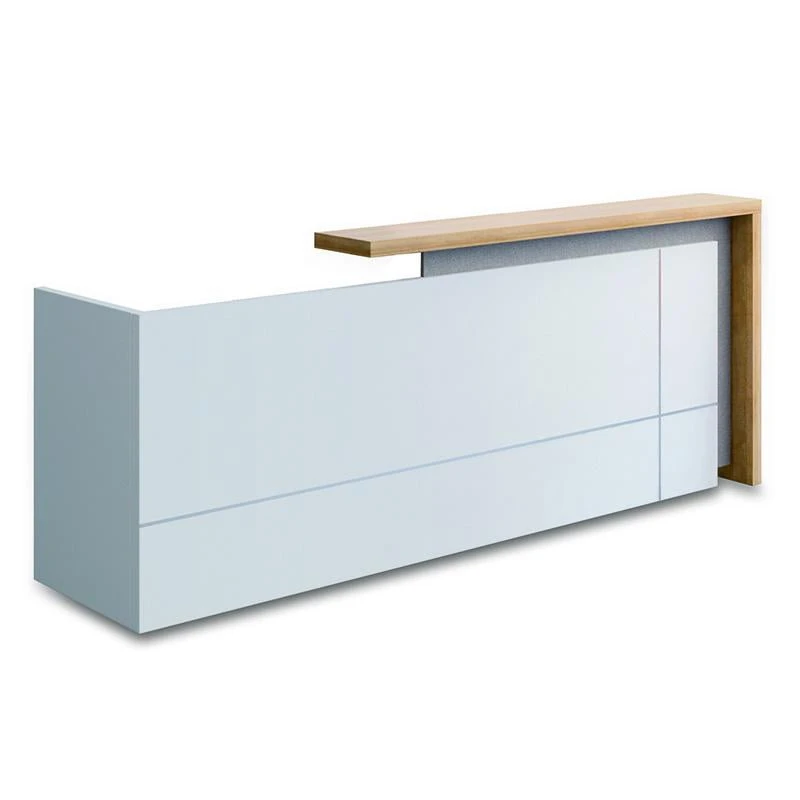 ZIVA Reception Desk 2.4M With Left Panel - Oak & White(Ziva Reception Desk 240cm Left Panel White) 3 ZIVA Reception Desk 2.4M With Left Panel - Oak & White(Ziva Reception Desk 240cm Left Panel White)