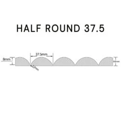 WOODFLEX WHITE PRIMED FLEXIBLE - HALF ROUND 37 - 2700mm X 600mm(Woodflex Flexible Prime Half Round 37 5mm 270x60x9) -Modern Furniture half round37.5 Diagram 1000