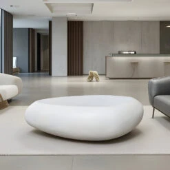 ROCCOIndoor & Outdoor Pebble Coffee Table 106cm - White Concrete(Rocco Coffee Table 106cm White Concrete) -Modern Furniture maker download 20