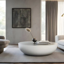 ROCCO Indoor & Outdoor Coffee Table 107cm - White Concrete(Rocco Coffee Table 107cm White Concrete) -Modern Furniture maker download 22