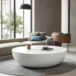 ROCCO Indoor & Outdoor Coffee Table 107cm - White Concrete(Rocco Coffee Table 107cm White Concrete) -Modern Furniture maker download 23