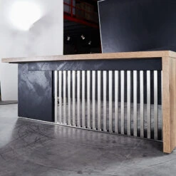 AFTAN Executive Desk With Pedestal & Left Mobile Return 180cm - Warm Oak & Black(Aftan Executive Desk With Left Return 1 8m Mahogany Black) -Modern Furniture n280611 2Lcopy