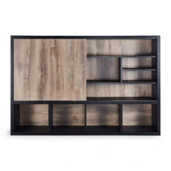 DAXTON Display Unit 2.4M - Warm Oak & Black(Daxton Display Unit 2 4m Mahogany Black) -Modern Furniture ns281001copy