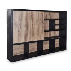 DAXTON Display Unit 2.4M - Warm Oak & Black(Daxton Display Unit 2 4m Mahogany Black) -Modern Furniture ns281004copy