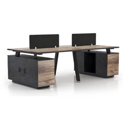 ARTO 4 People Back To Back Workstation 4 Cabinets 2.4M - Warm Oak & Black(Arto Workstation 4 People 2 Cabinets Double Sided) -Modern Furniture nw018 1 web