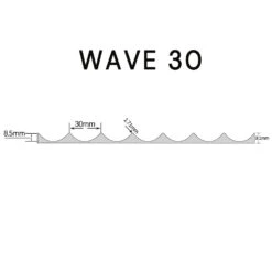 WOODFLEX WHITE PRIMED FLEXIBLE - WAVE 30 - 2700mm X 600mm(Woodflex Flexible Prime Wave 28mm 270x60x9) -Modern Furniture wave30 Diagram 1000